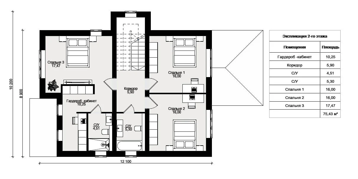 Планировка дома «Преображение», 2 этаж — 160 м²